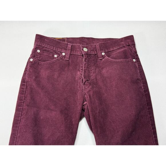Levi's 511 Men's Slim Fit Straight Leg Maroon Corduroy Pants - Size 29x29 - Picture 3 of 6